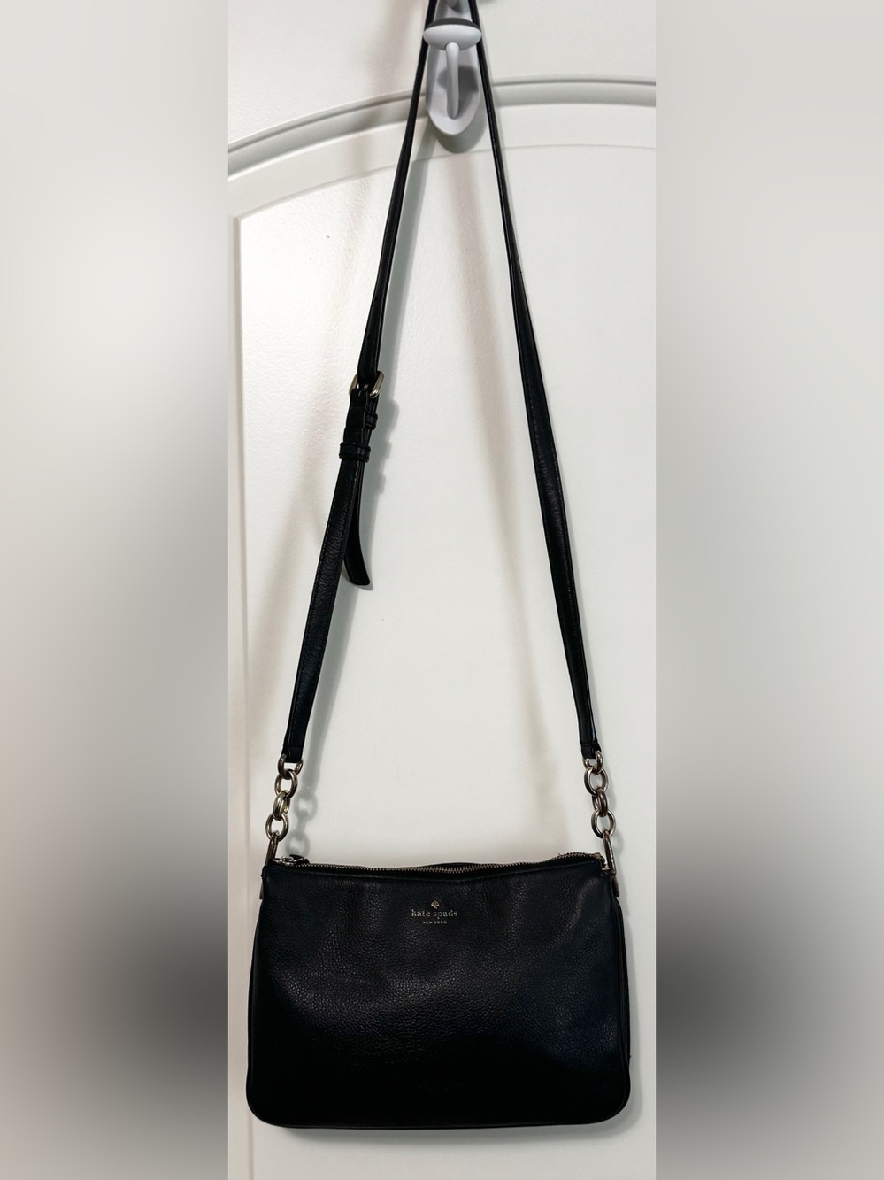 Kate Spade New York Black Pebbled Leather Crossbody Bag Adjustable Strap - Picture 11 of 16